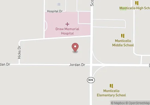 Drew County Health Unit - Monticello Map