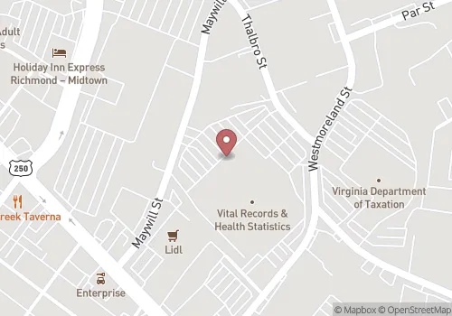 Virginia Department of Health - Office of Vital Records Map